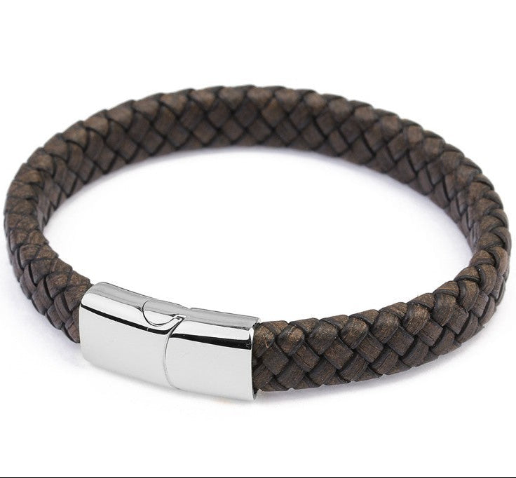 Rustik balans – läderarmband med magnetlås i stål