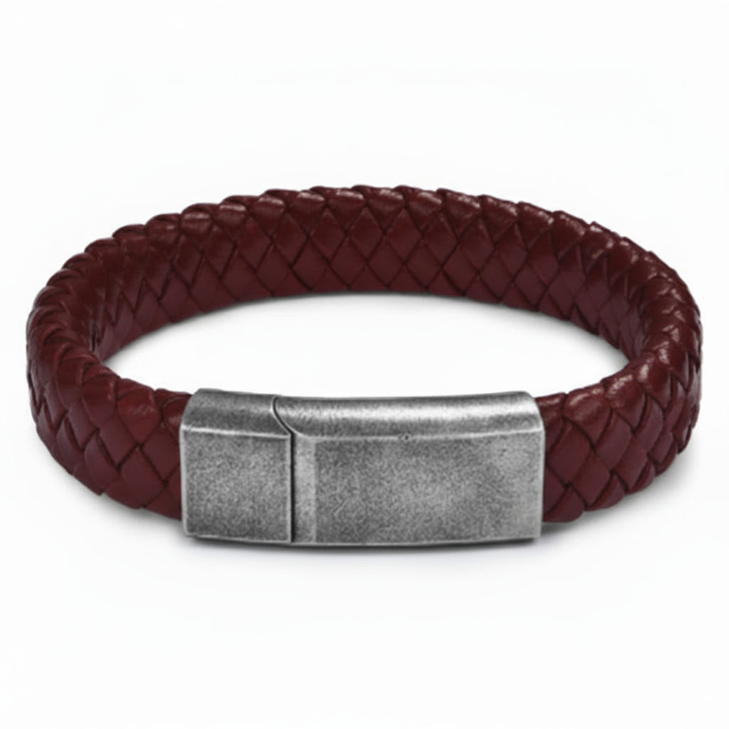 Rustik balans – läderarmband med magnetlås i stål