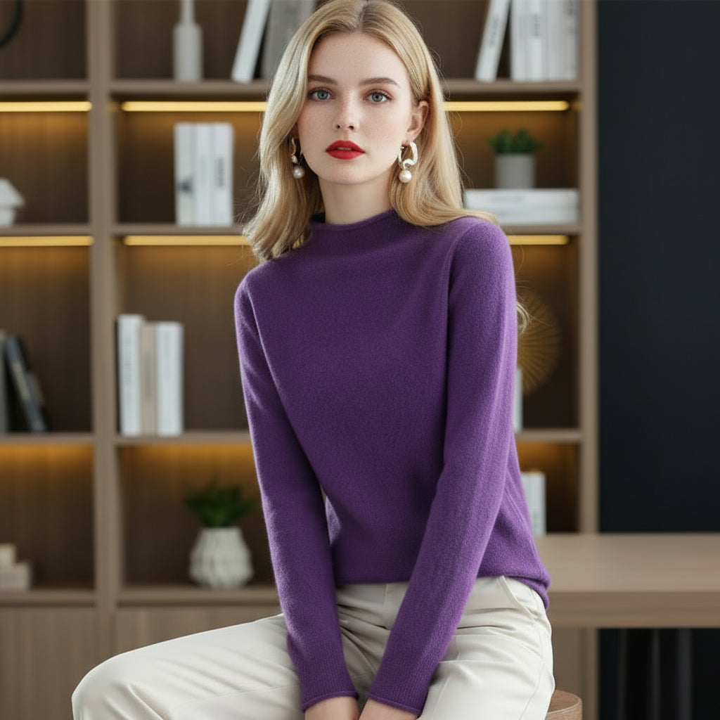 Elegant merinotröja med halvpolokrage – mjuk, tidlös och naturligt vacker