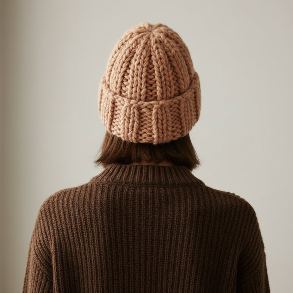 Stickad mössa i tjockt garn - stilren & varm för kalla höst och vinterdagar!