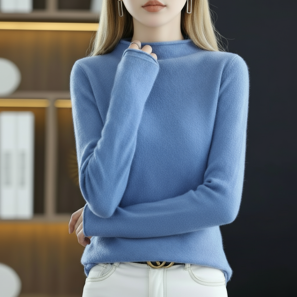 Elegant merinotröja med halvpolokrage – mjuk, tidlös och naturligt vacker