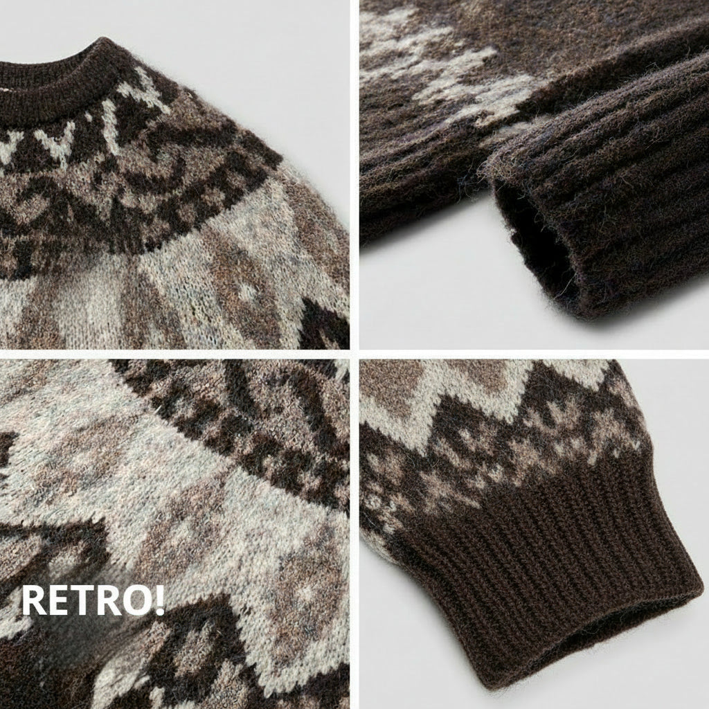 Ge vintern lite extra värme med denna jacquardstickade tröja med rund hals i traditionellt motiv