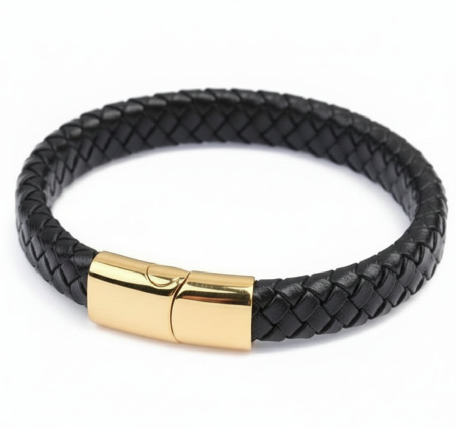 Rustik balans – läderarmband med magnetlås i stål