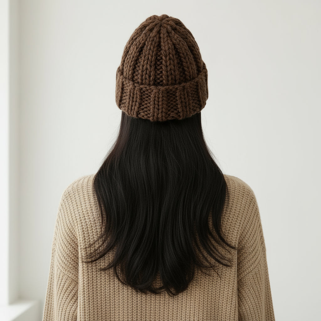 Stickad mössa i tjockt garn - stilren & varm för kalla höst och vinterdagar!