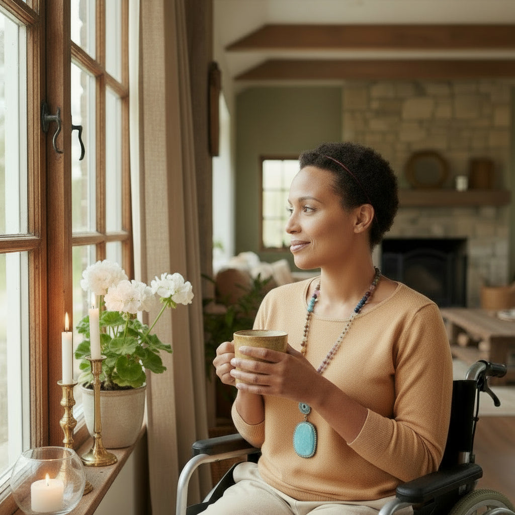 Vintageinspirerat halsband av naturliga stenar i bohemisk stil med global inspiration