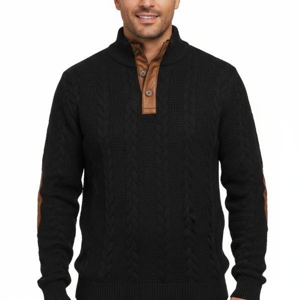 Elegant stickad tröja med jacquardmönster och broderade detaljer