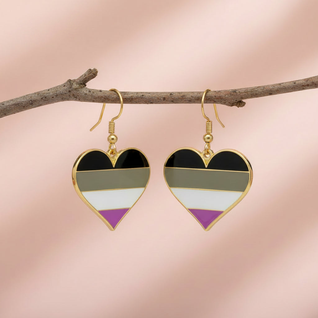 Asexual pride heart earrings