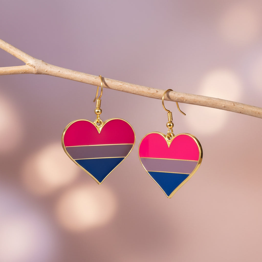 Bisexualpride heart shaped earrings
