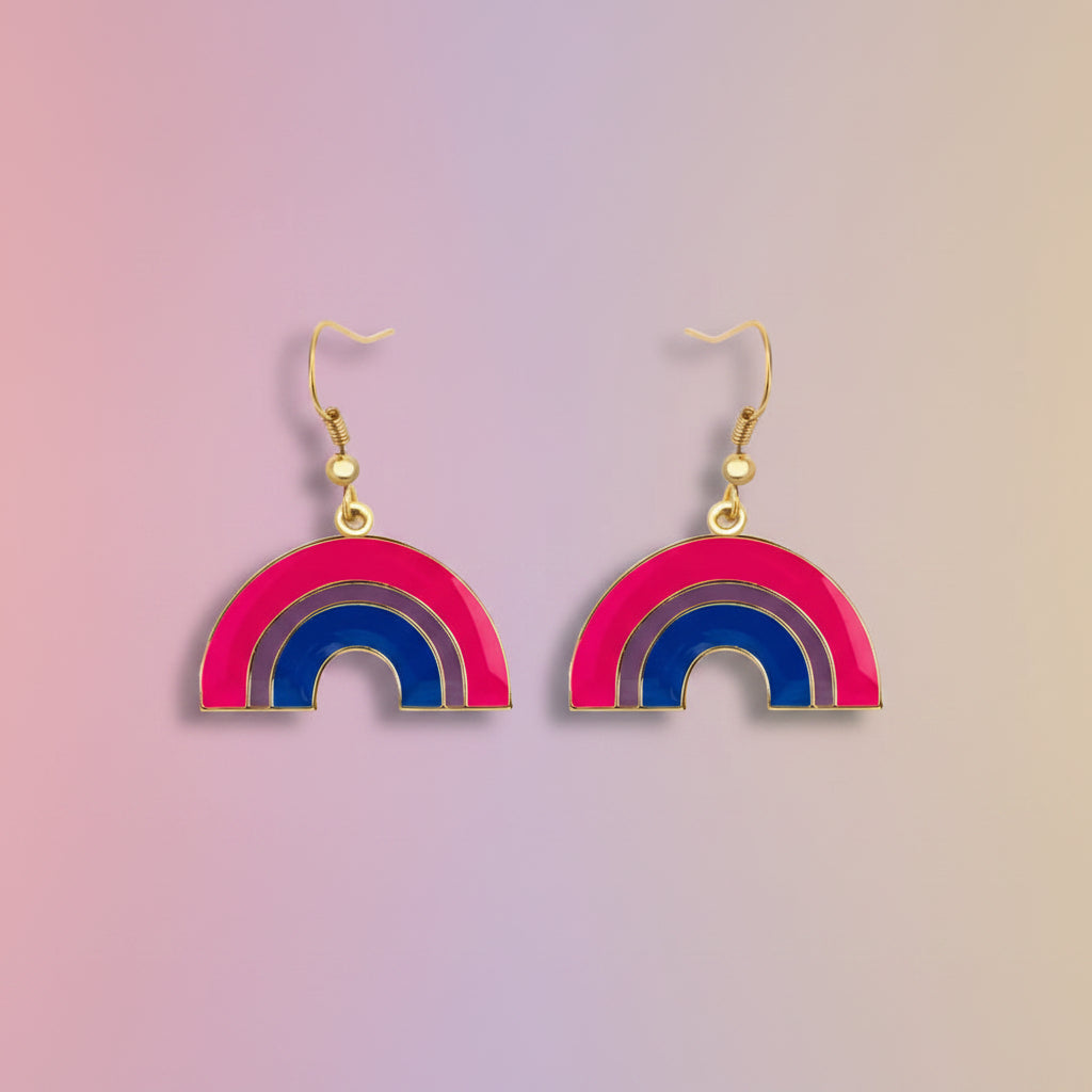 Bisexual pride rainbow symbol earrings beautiful