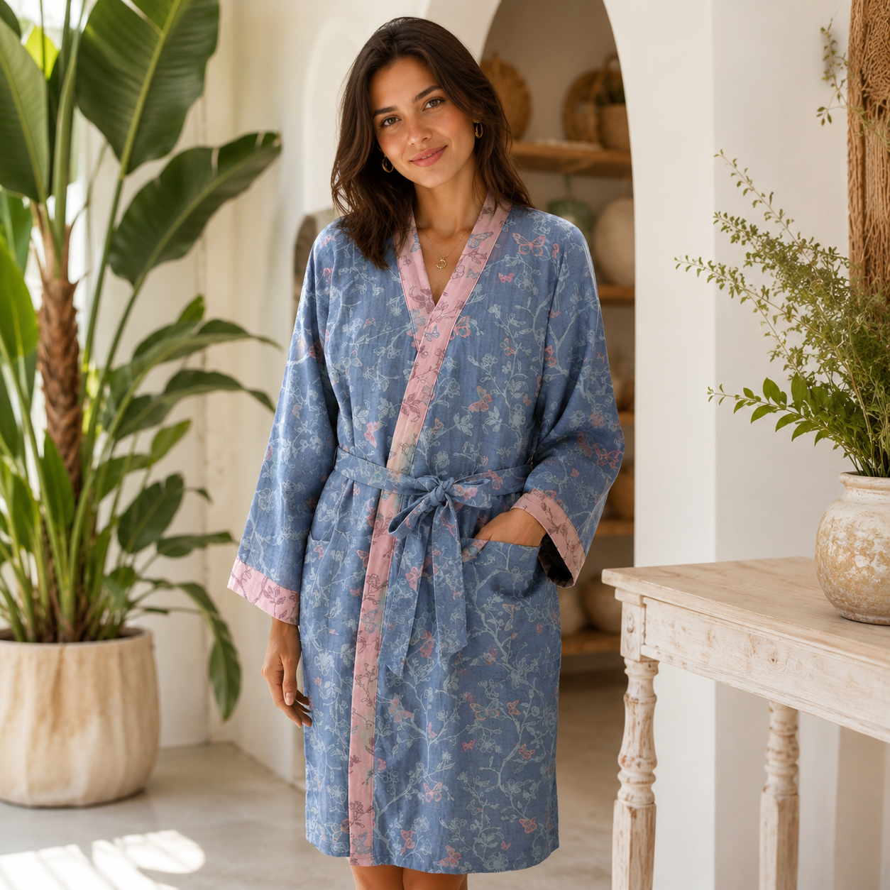 Elegant kimono i vackert vävd bomull | Känn dig gudomlig