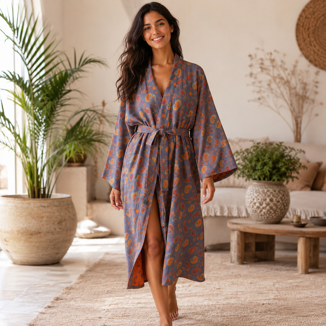 Elegant kimono i vackert vävd bomull | Känn dig gudomlig