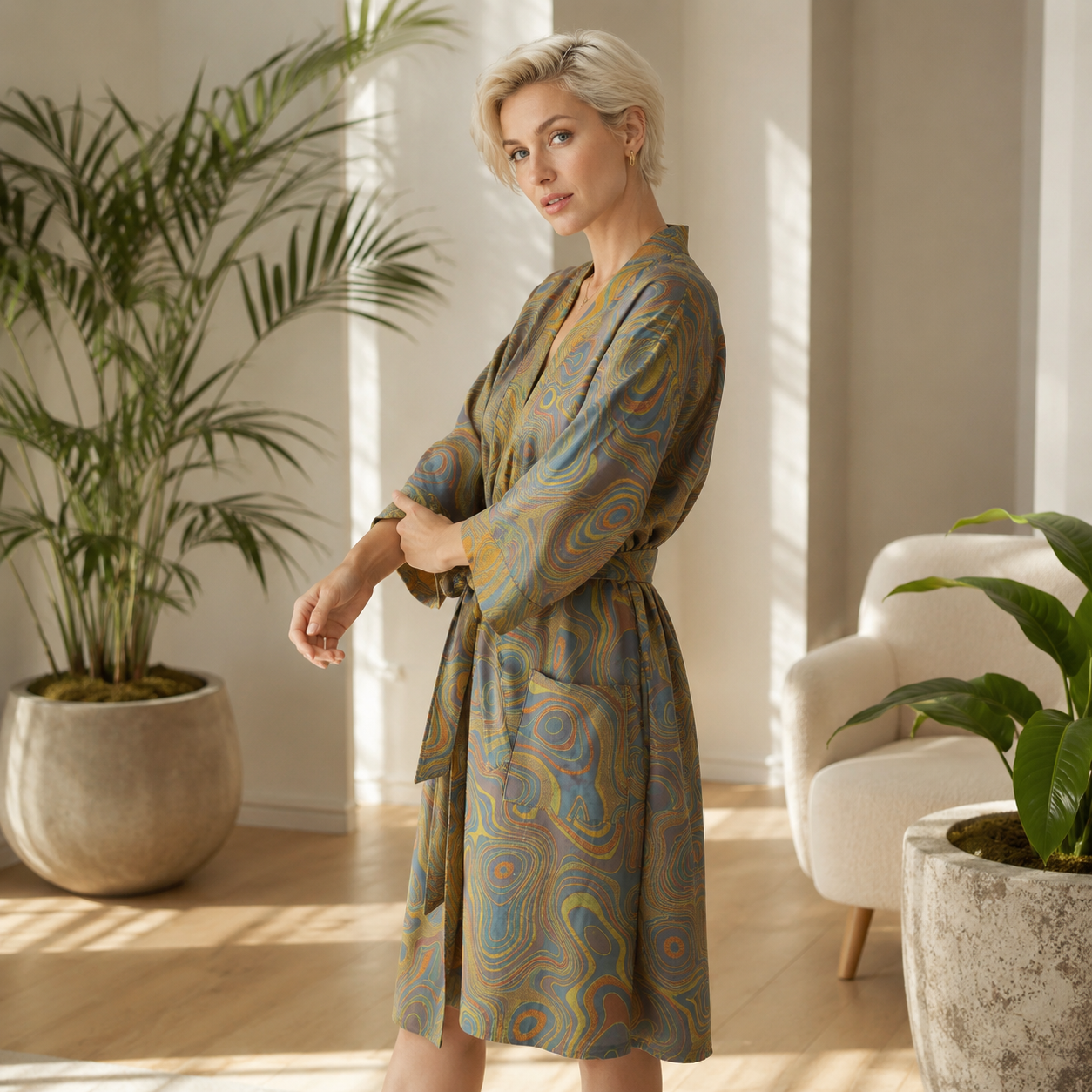 Elegant kimono i vackert vävd bomull | Känn dig gudomlig