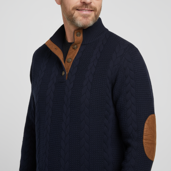 Elegant stickad tröja med jacquardmönster och broderade detaljer