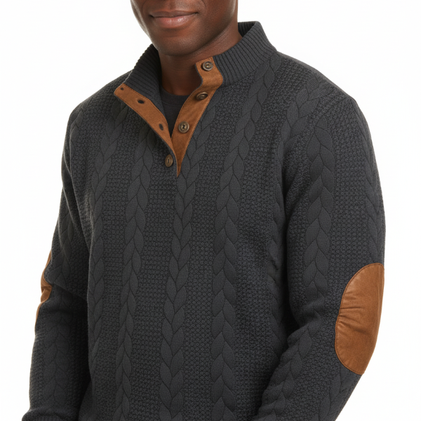 Elegant stickad tröja med jacquardmönster och broderade detaljer