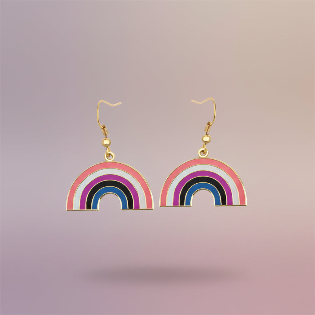 genderfluid pride rainbow earrings