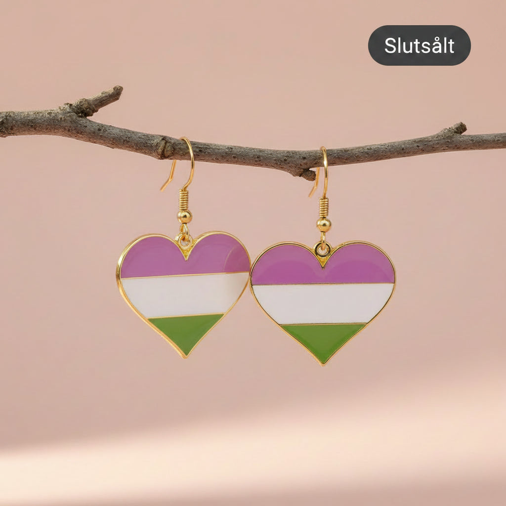 Genderqueer GQ heart pride earrings