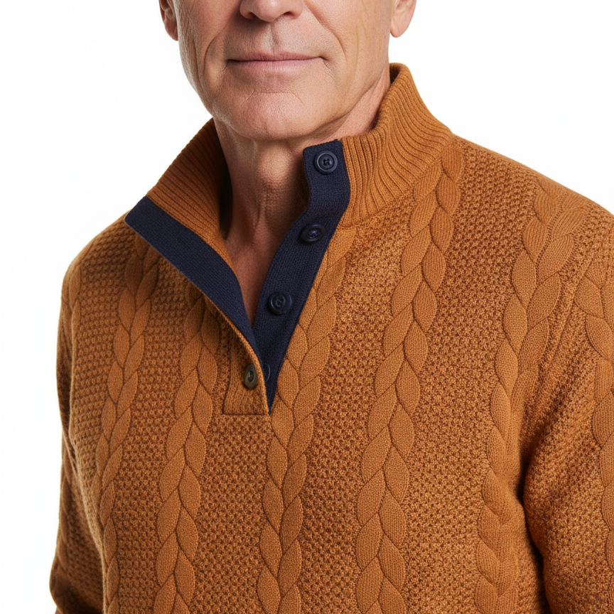 Elegant stickad tröja med jacquardmönster och broderade detaljer