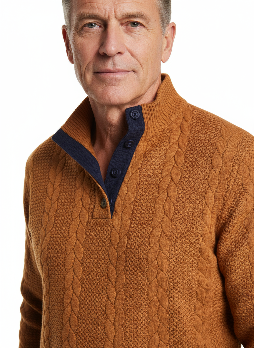 Elegant stickad tröja med jacquardmönster och broderade detaljer