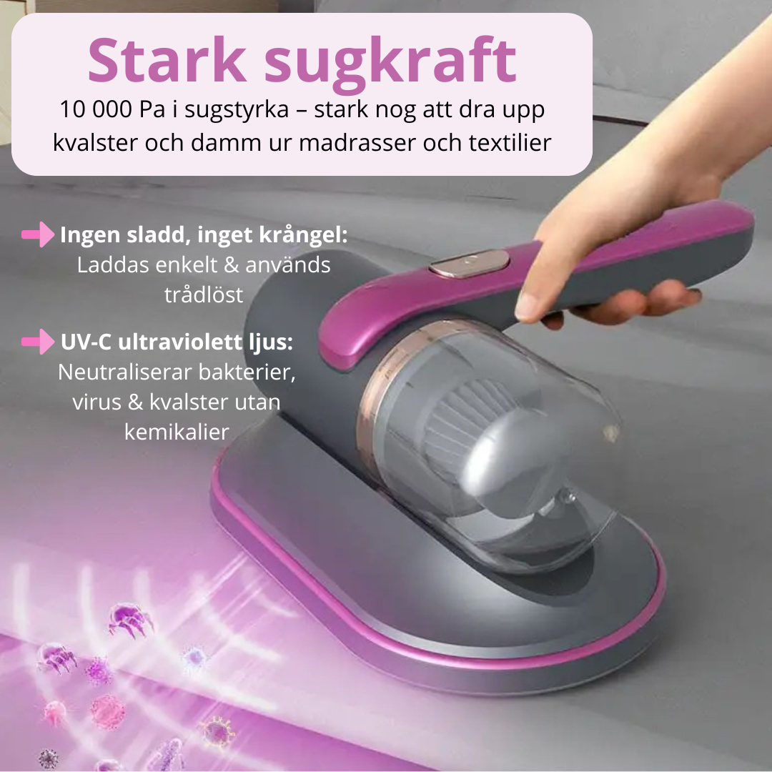 Trådlös dammsugare med UV-ljus mot kvalster