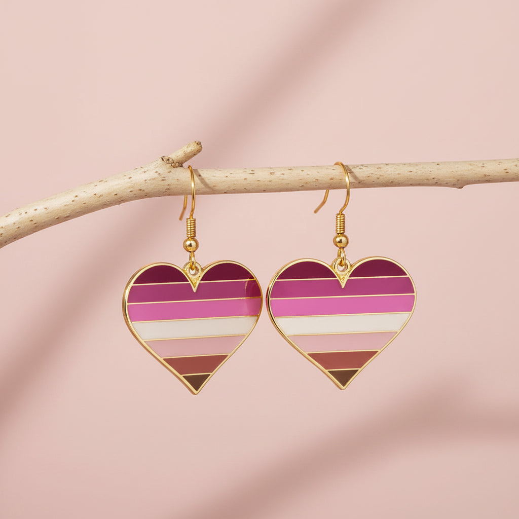 Lesbian pride heart earrings 2
