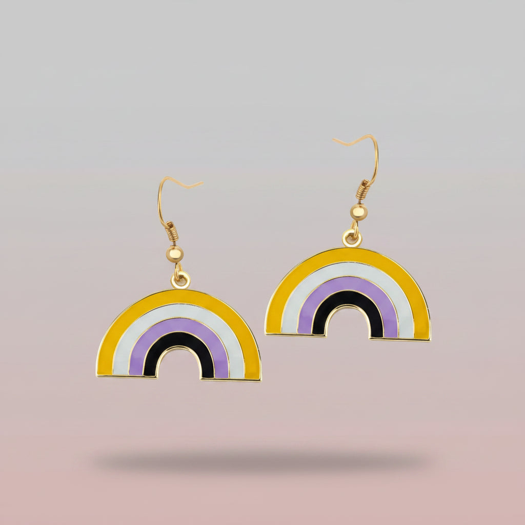 nonbinary rainbow earrings pride