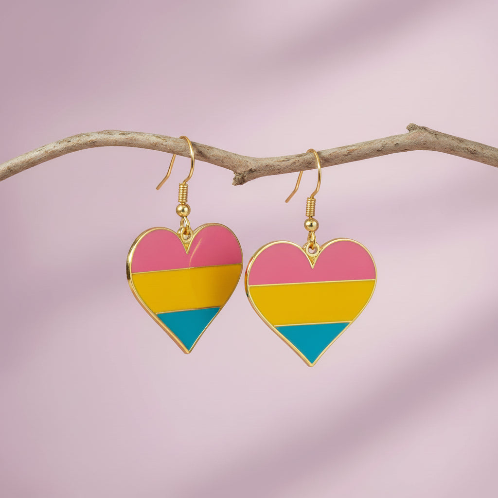 Pansexual pride heart earrings