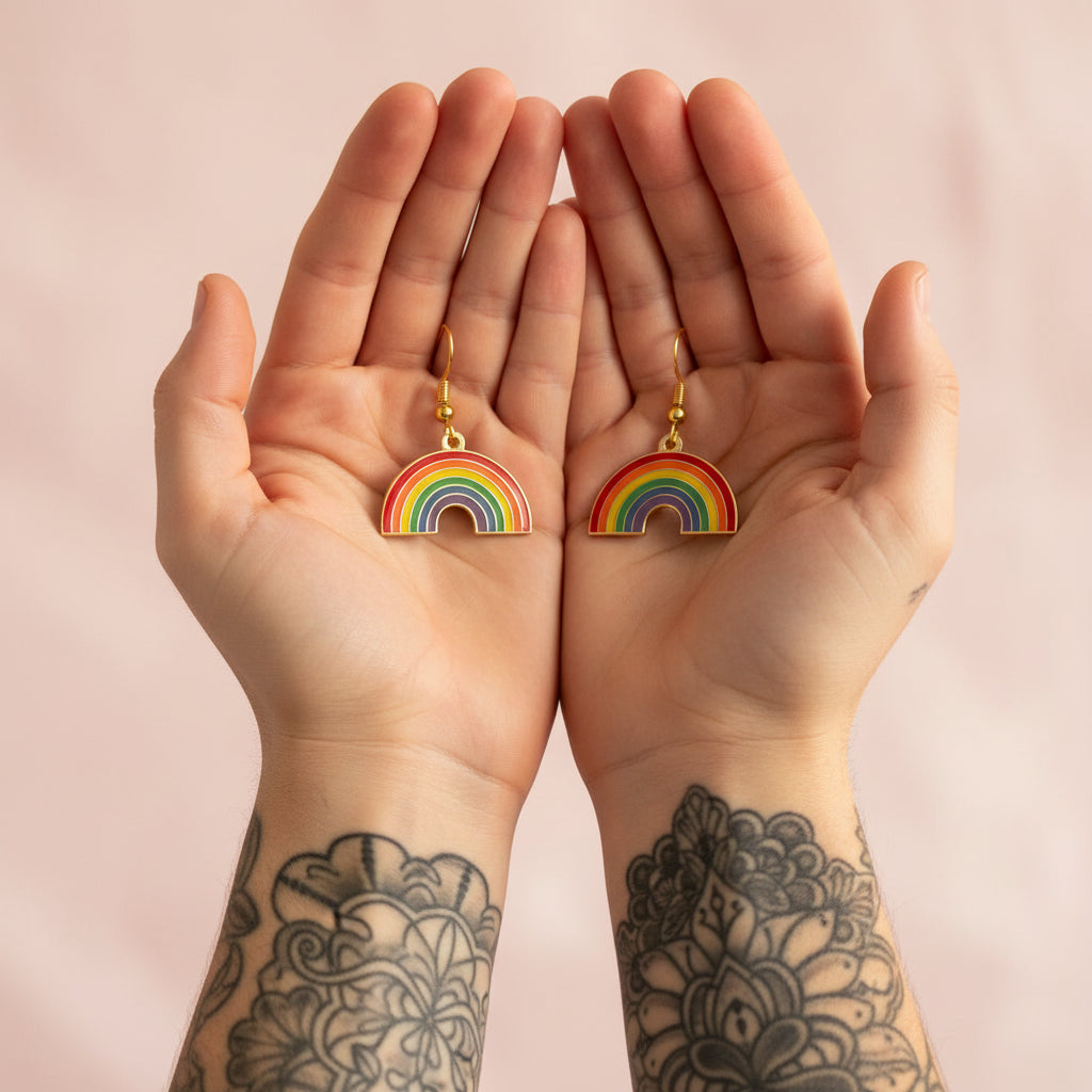 Pride earrings in the shape of rainbow