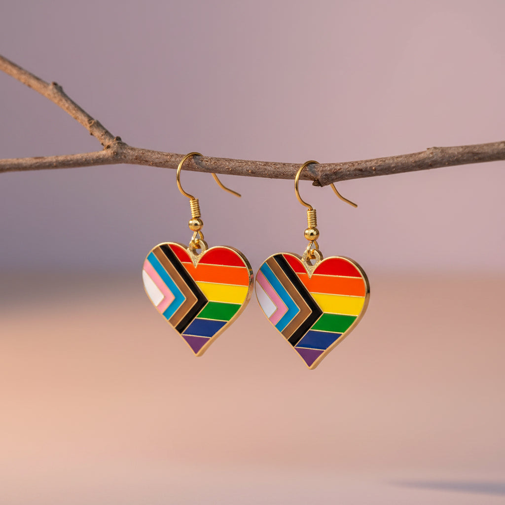 PRogressive pride heart earrings