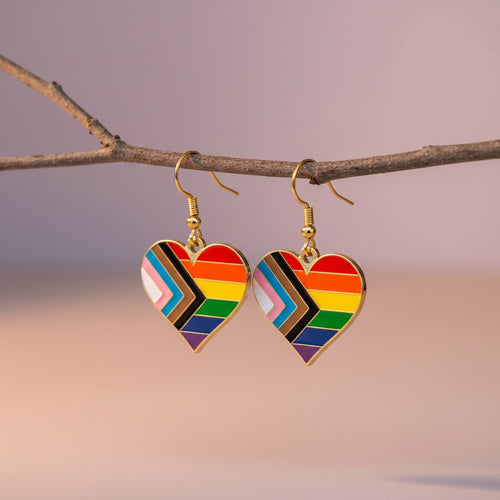 PRogressive pride heart earrings
