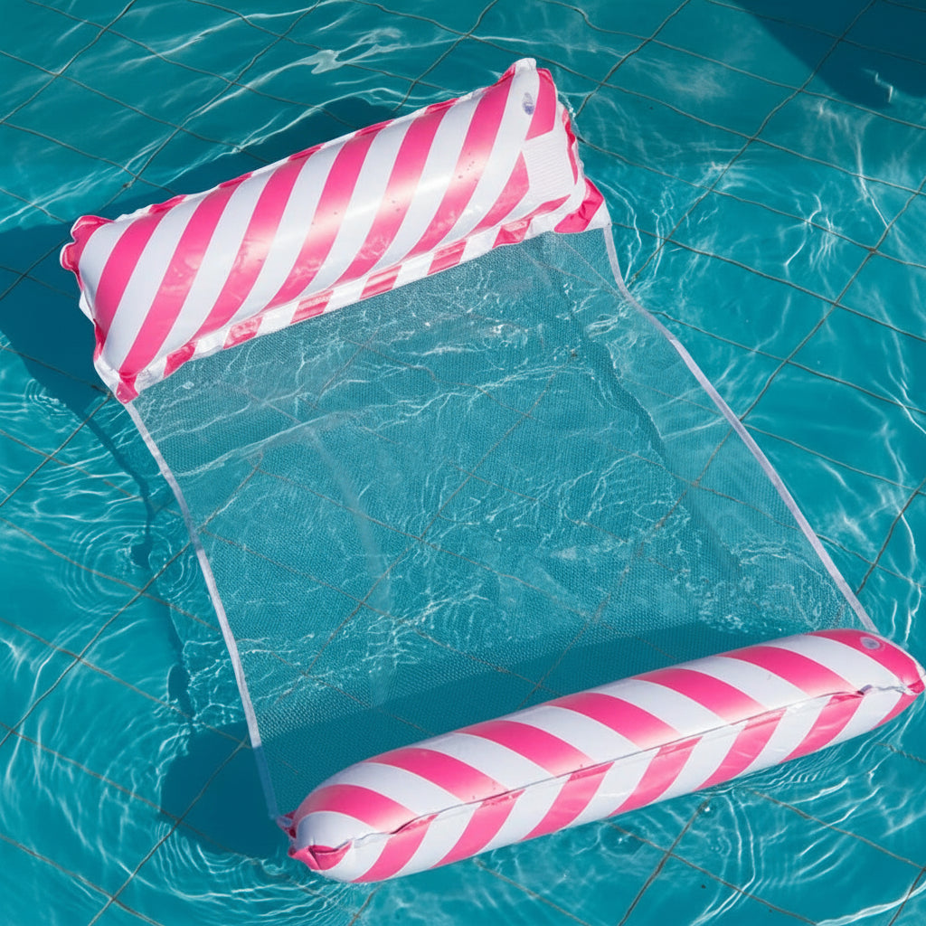 Rosa diagonala linjer luftmadrass hammock med mesh