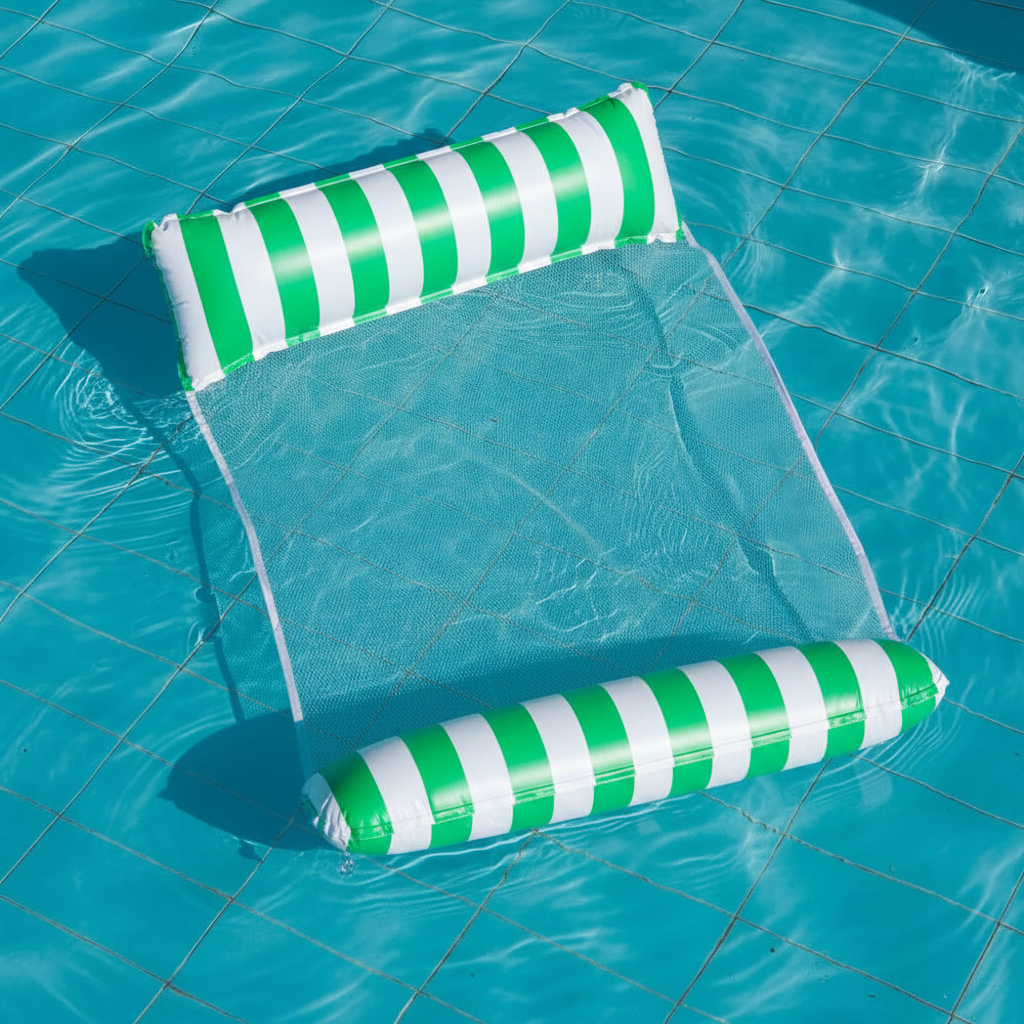 Badhängmatta med mesh | Uppblåsbar flytmadrass för pool & strand