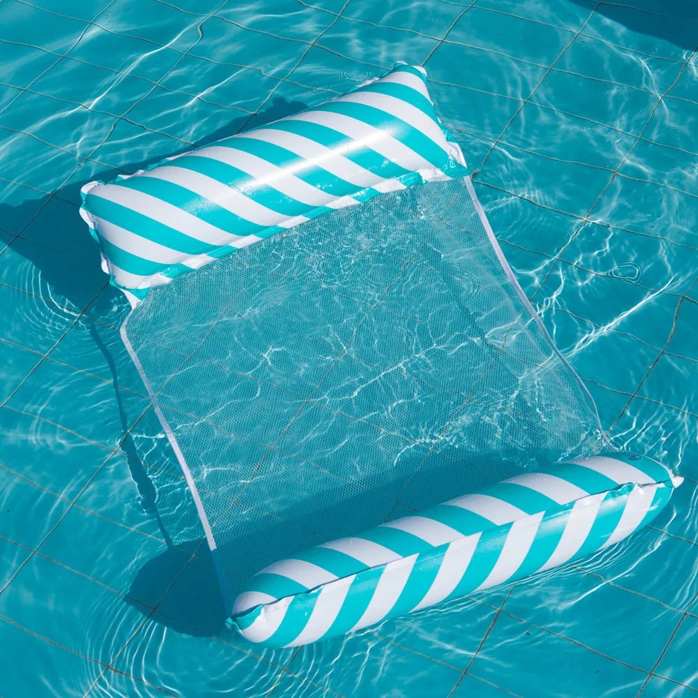 Badhängmatta med mesh | Uppblåsbar flytmadrass för pool & strand