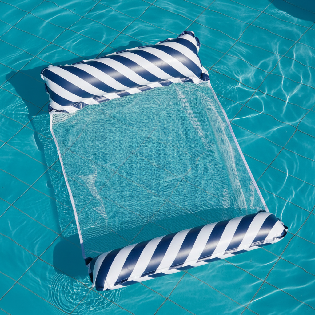Badhängmatta med mesh | Uppblåsbar flytmadrass för pool & strand