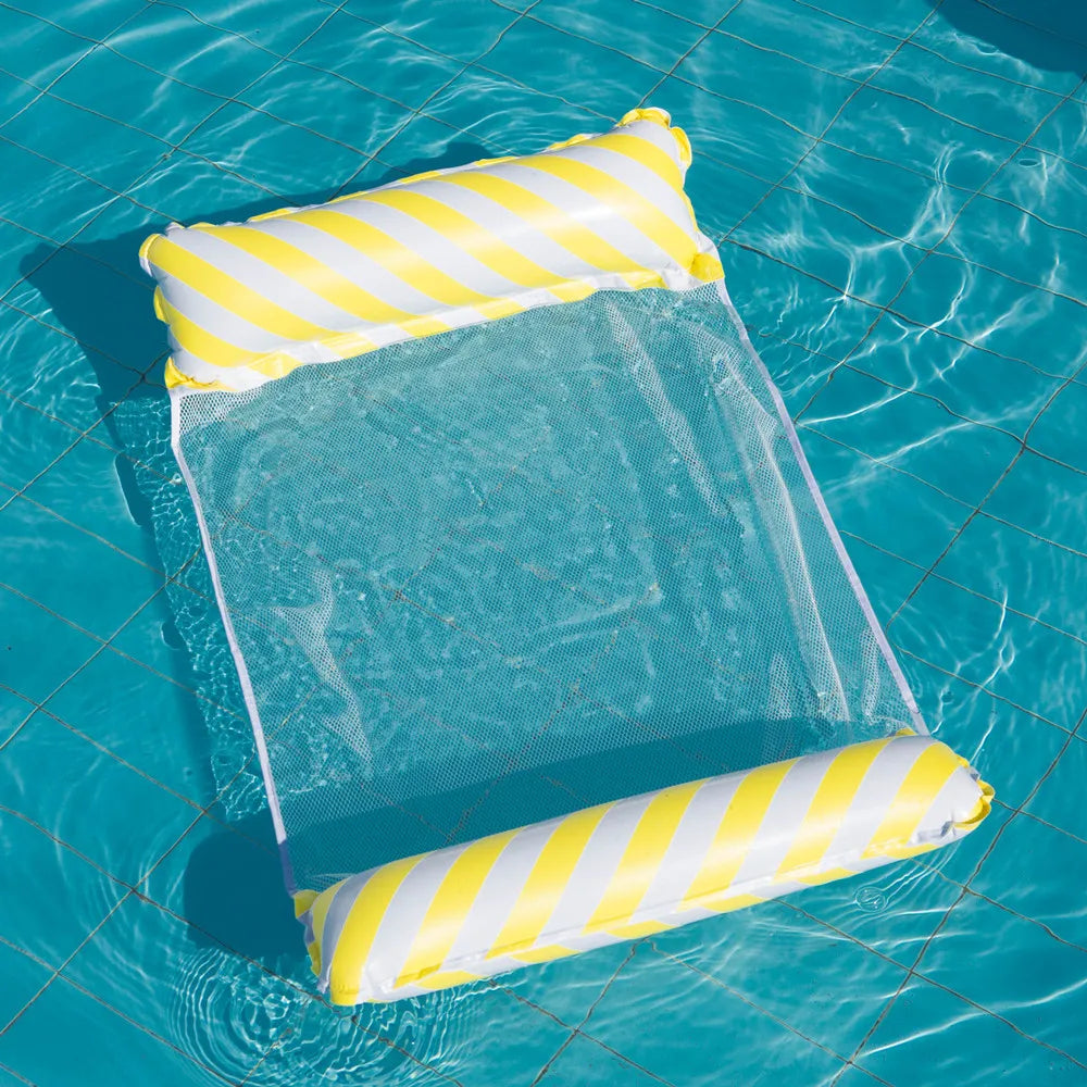 Badhängmatta med mesh | Uppblåsbar flytmadrass för pool & strand