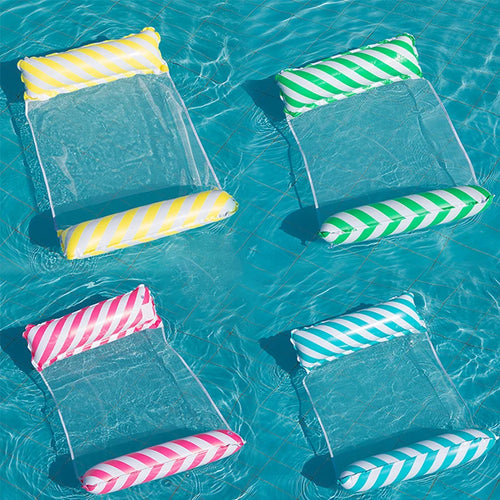 Badhängmatta med mesh | Uppblåsbar flytmadrass för pool & strand