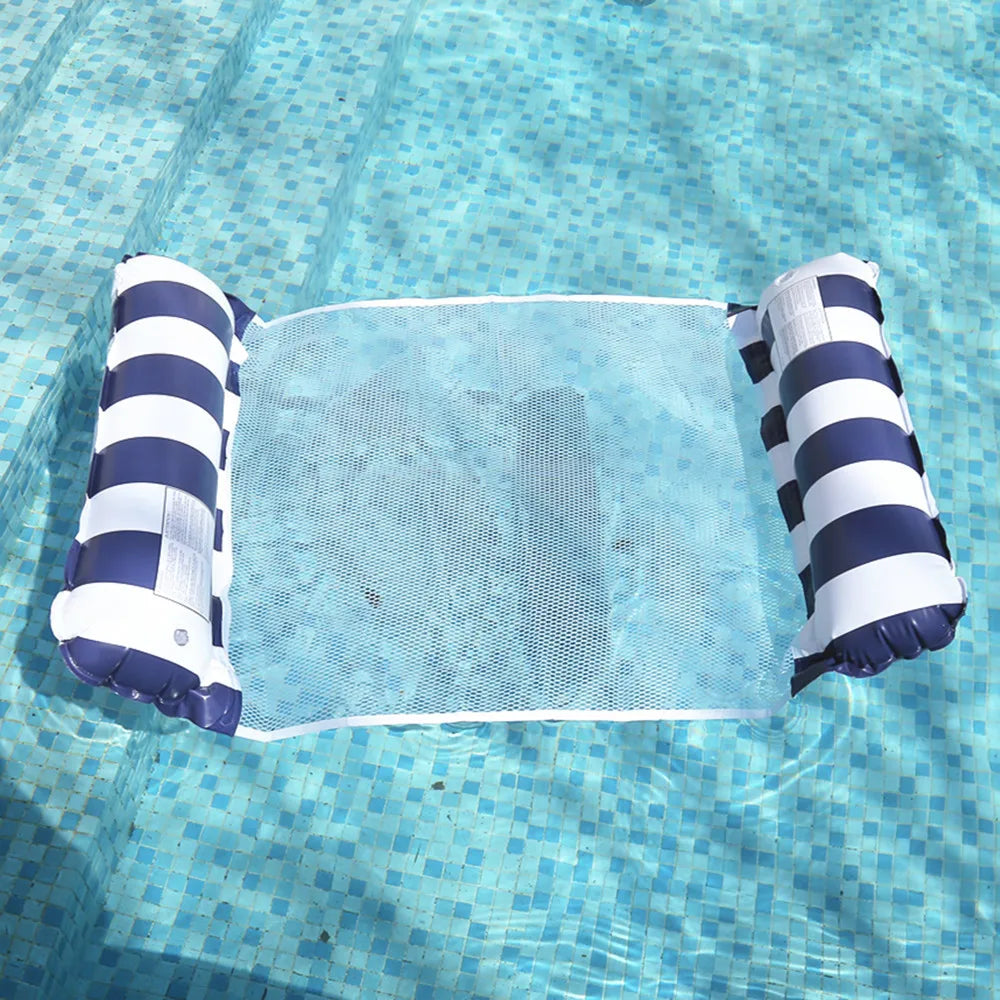 Badhängmatta med mesh | Uppblåsbar flytmadrass för pool & strand