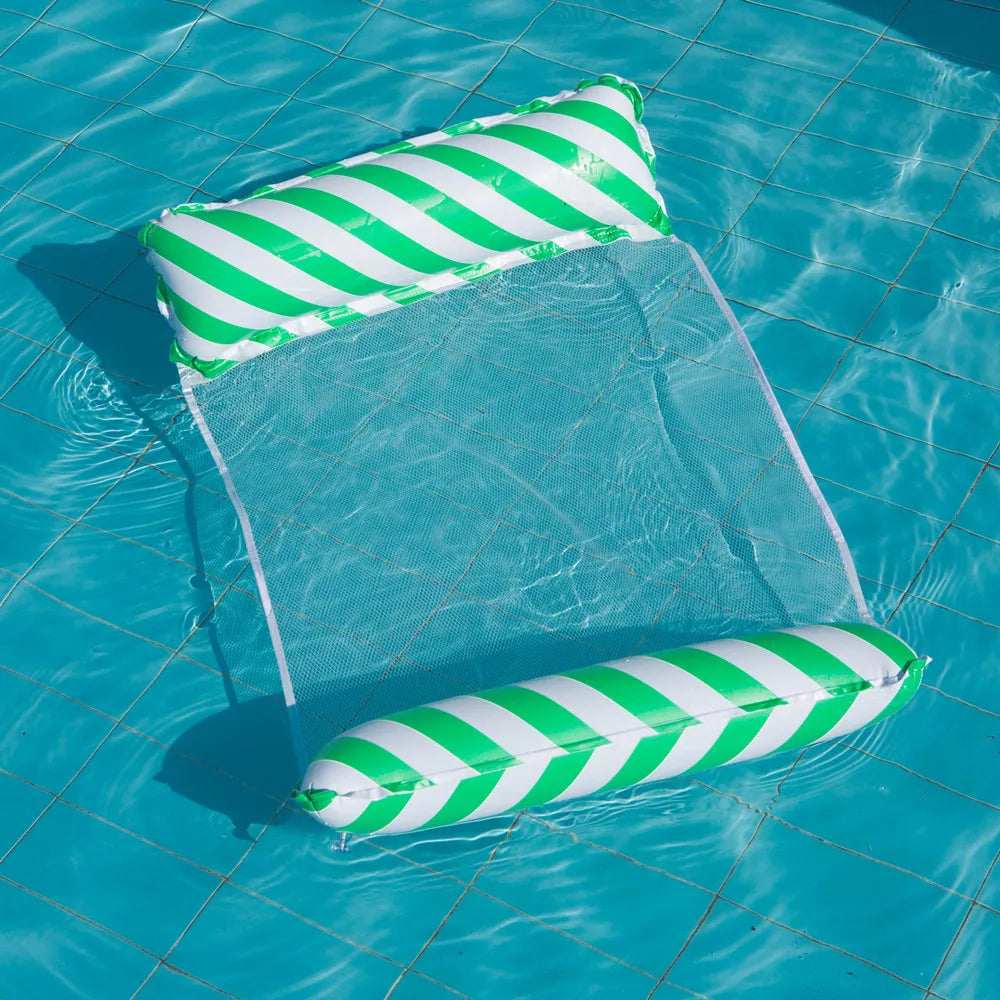 Badhängmatta med mesh | Uppblåsbar flytmadrass för pool & strand