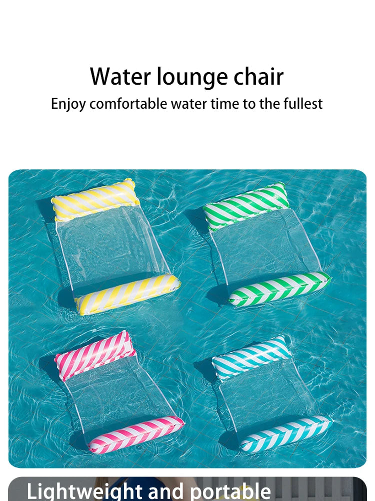 Badhängmatta med mesh | Uppblåsbar flytmadrass för pool & strand