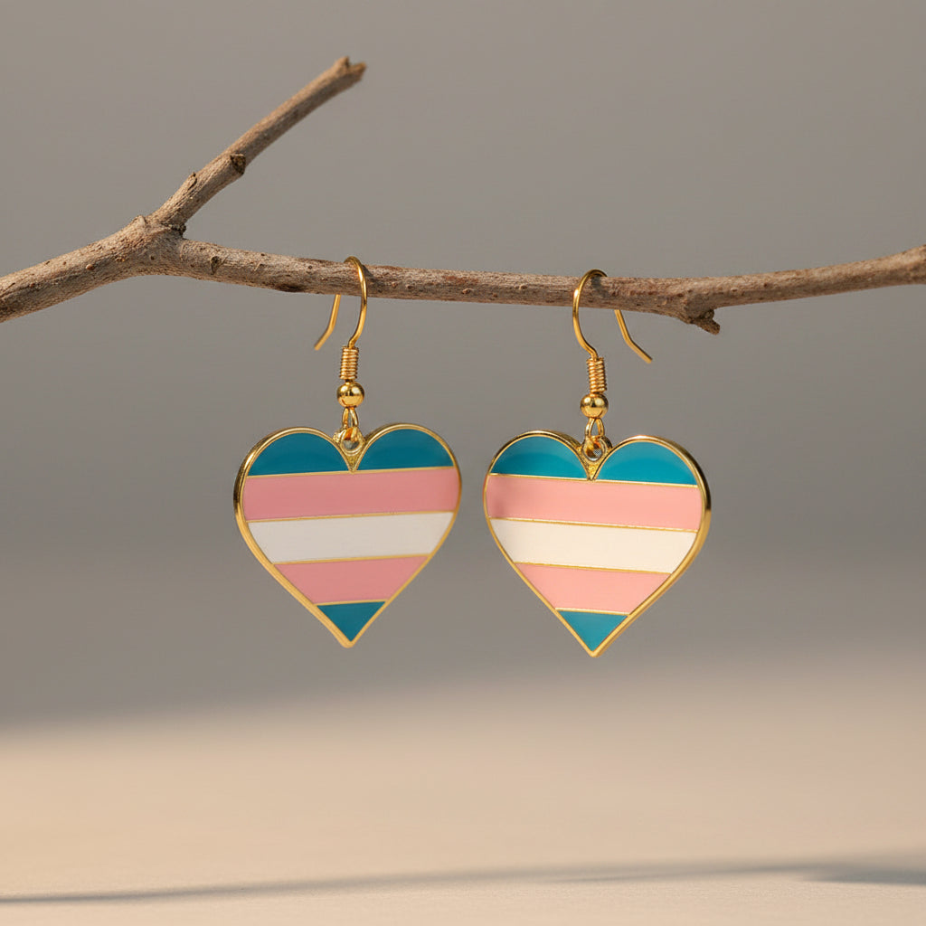 Transgender heart shaped earrings