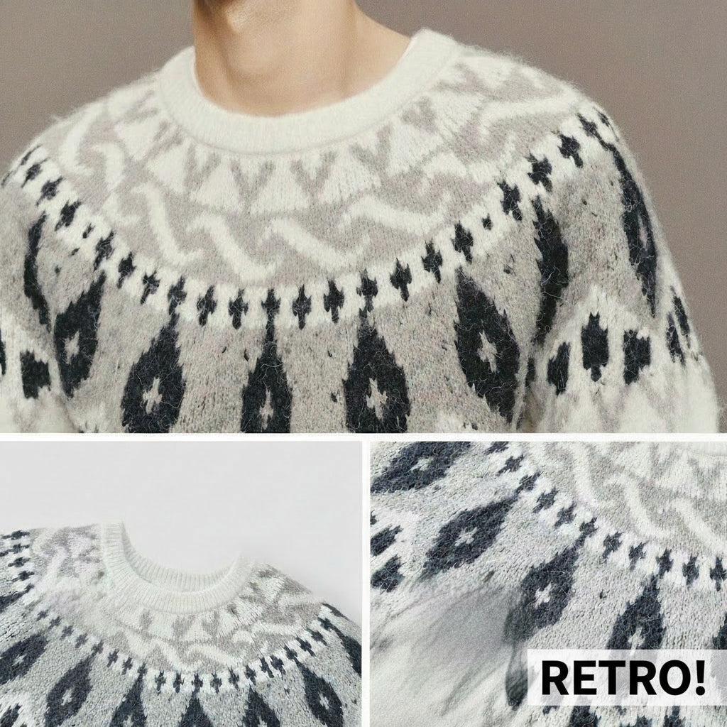 Ge vintern lite extra värme med denna jacquardstickade tröja med rund hals i traditionellt motiv