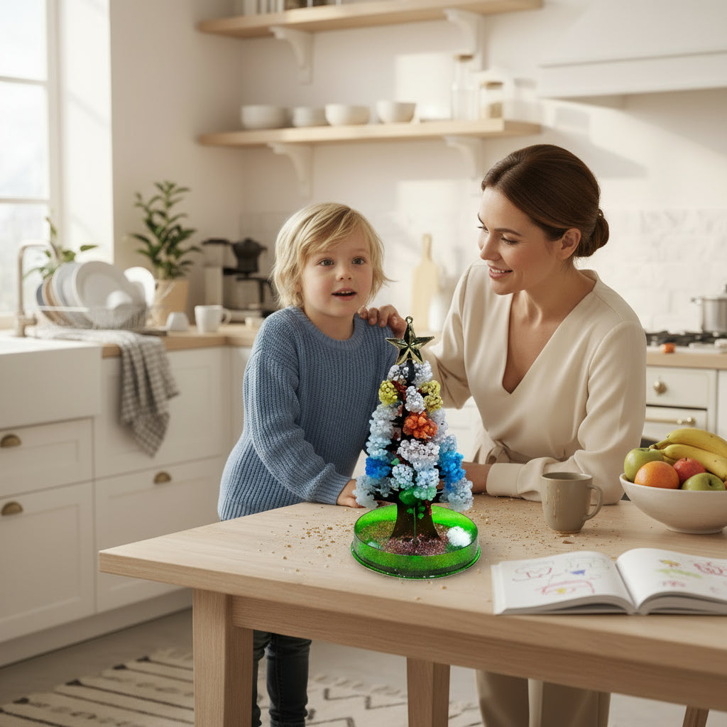Magiskt växande julgran - ett lekfullt experiment som blommar i kristaller!