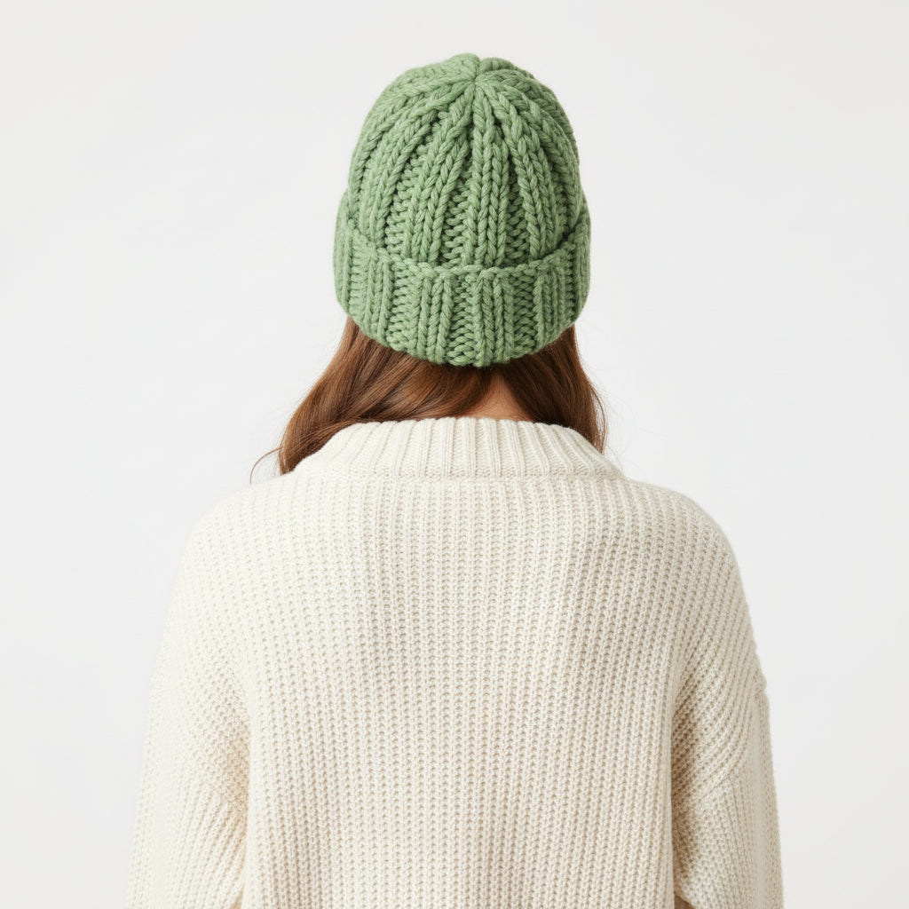 Stickad mössa i tjockt garn - stilren & varm för kalla höst och vinterdagar!