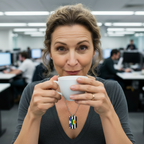 Kvinna som bär hetero allierad halsband flagga pride